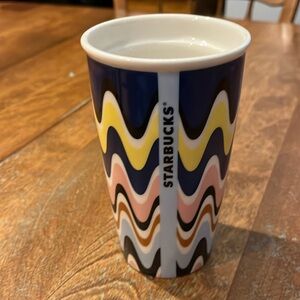 Starbucks multicolor abstract waves ceramic travel mug ***no lid***